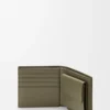 Tvåfaldig myntplånbok i satin kalvskinn Khaki Green Tvåfaldig myntplånbok i satin kalvskinn Khaki Green