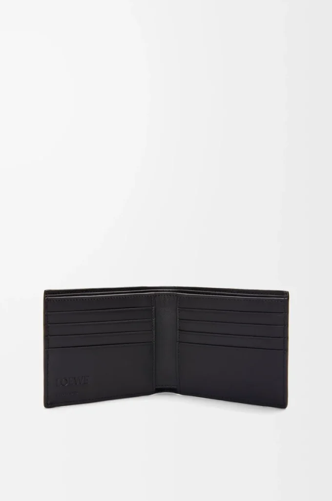 Tvåfaldig plånbok i texturerat klassiskt kalvskinn Black
