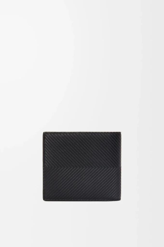 Tvåfaldig plånbok i texturerat klassiskt kalvskinn Black