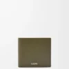Tvåfaldig plånbok i texturerat klassiskt kalvskinn Dark Khaki