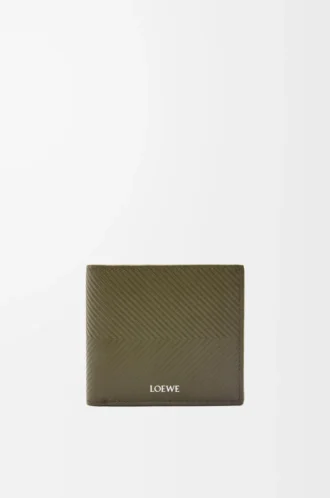 Tvåfaldig plånbok i texturerat klassiskt kalvskinn Dark Khaki