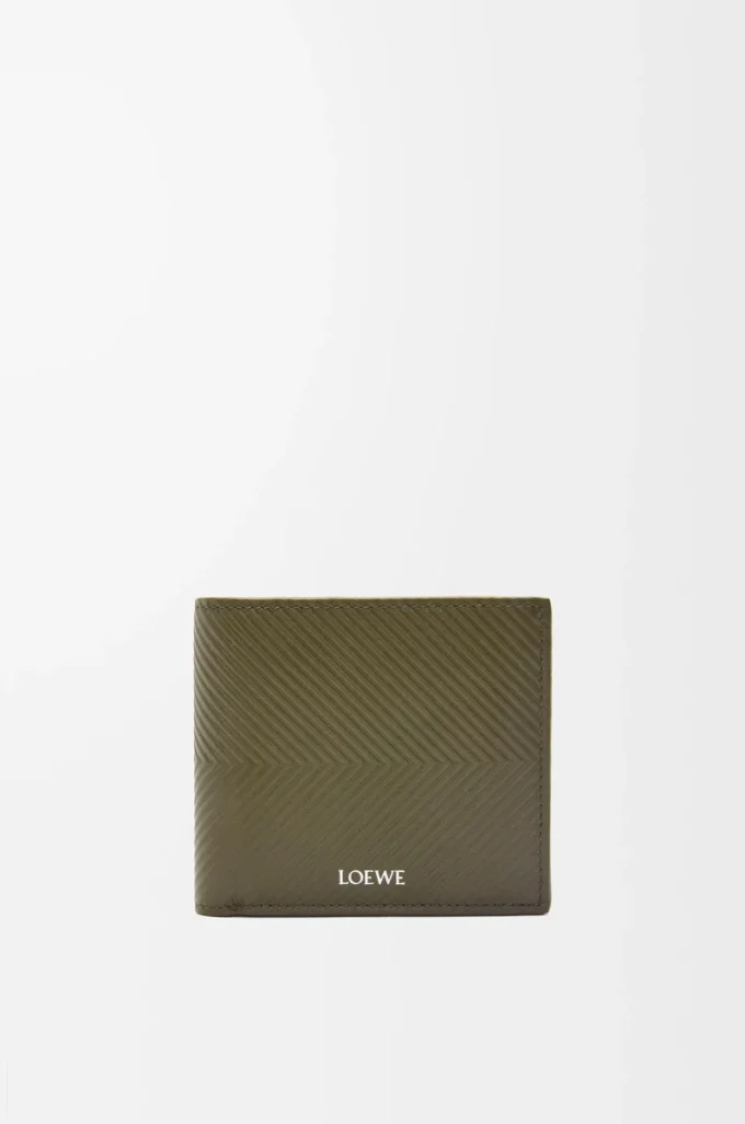 Tvåfaldig plånbok i texturerat klassiskt kalvskinn Dark Khaki