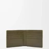 Tvåfaldig plånbok i texturerat klassiskt kalvskinn Dark Khaki