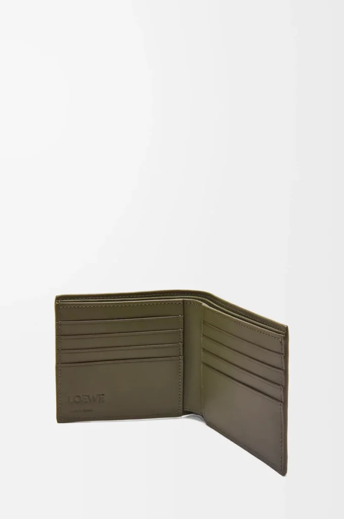 Tvåfaldig plånbok i texturerat klassiskt kalvskinn Dark Khaki