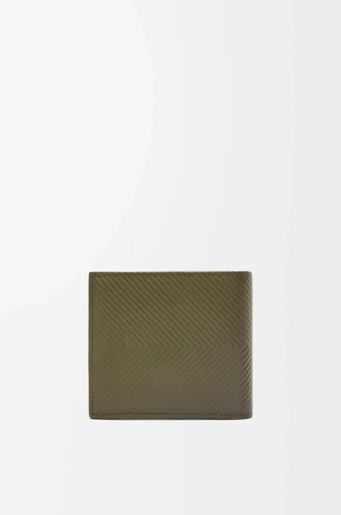 Tvåfaldig plånbok i texturerat klassiskt kalvskinn Dark Khaki