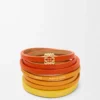Twist dubbelt armband i kalvskinn Vivid Orange/Yellow