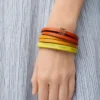 Twist dubbelt armband i kalvskinn Vivid Orange/Yellow