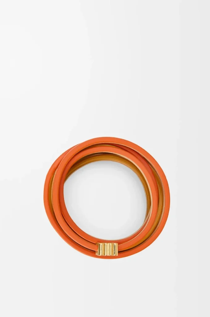Twist dubbelt armband i kalvskinn Vivid Orange/Yellow