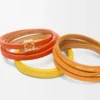 Twist dubbelt armband i kalvskinn Vivid Orange/Yellow