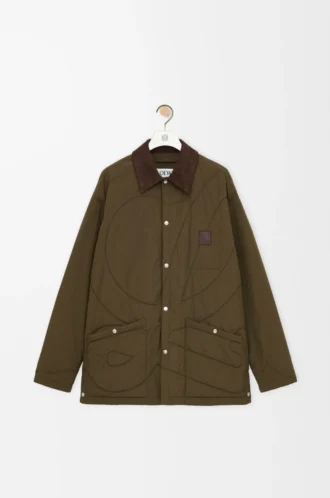 Vadderad overshirt i tekniskt skal Khaki Green