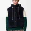 Vadderad väst i shearling Brun/Marinblå