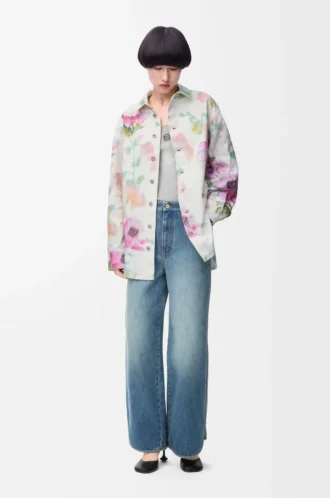 Över skjorta i denim Vit/Rosa