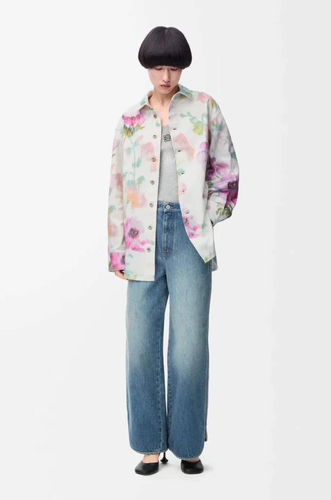 Över skjorta i denim Vit/Rosa Över skjorta i denim Vit/Rosa