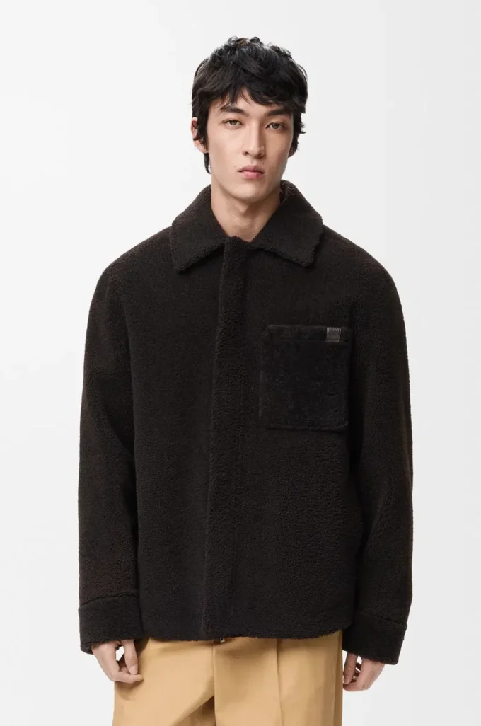Över skjorta i shearling Mörkbrun/Mörkbrun