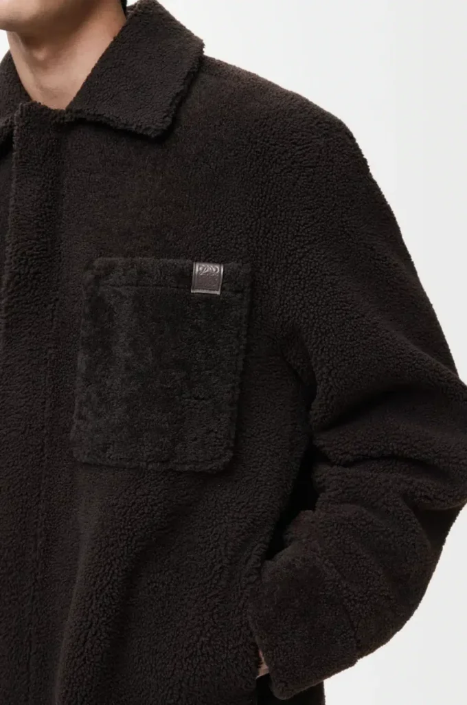 Över skjorta i shearling Mörkbrun/Mörkbrun