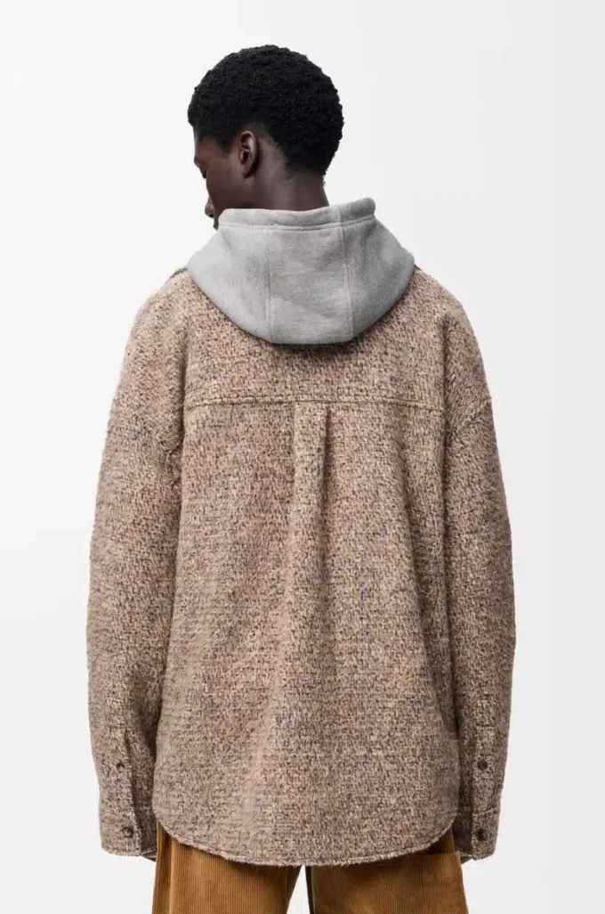 Över skjorta i ull- och lamablandning Beige/Blå melange Över skjorta i ull- och lamablandning Beige/Blå melange