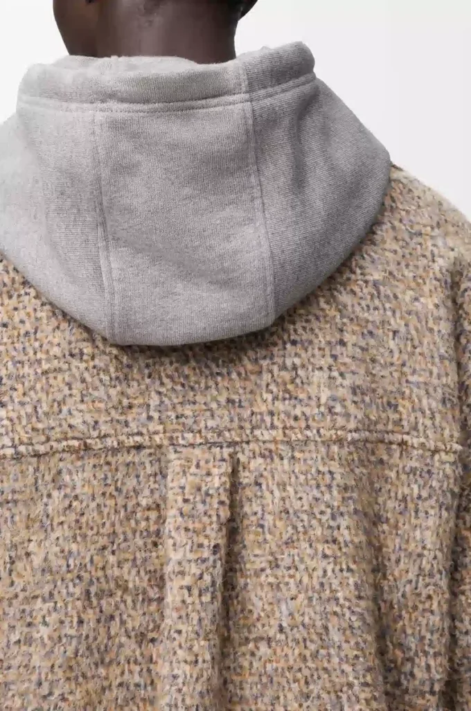 Över skjorta i ull- och lamablandning Beige/Blå melange Över skjorta i ull- och lamablandning Beige/Blå melange