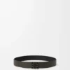Vändbart Anagram-bälte i mjukt kornat kalvskinn Dark Khaki/Black/Dark Pal