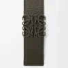 Vändbart Anagram-bälte i mjukt kornat kalvskinn Dark Khaki/Black/Dark Pal