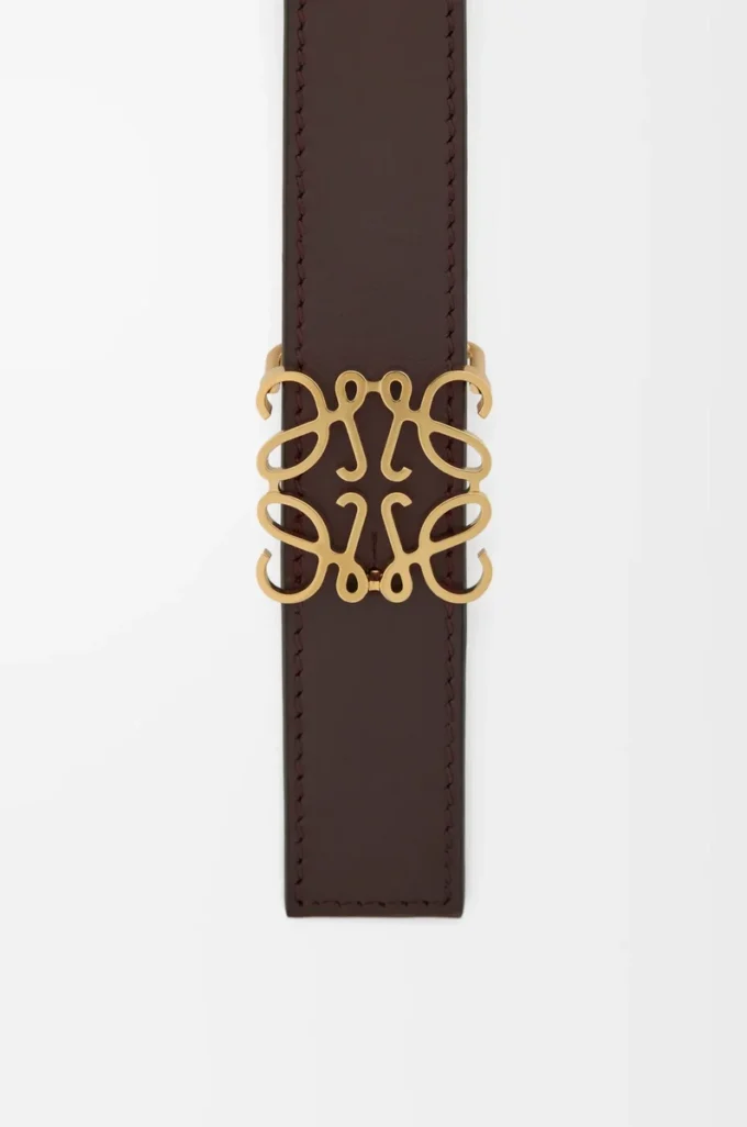 Vändbart Anagram-bälte i slätt kalvskinn Dark Chestnut/Clay Vändbart Anagram-bälte i slätt kalvskinn Dark Chestnut/Clay