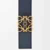 Vändbart Anagram-bälte i slätt kalvskinn Svart/Ocean/Guld