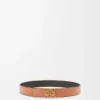 Vändbart Anagram-bälte i slätt kalvskinn Tan/Black/Gold