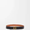 Vändbart Anagram-bälte i slätt kalvskinn Tan/Black/Gold