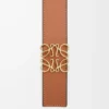 Vändbart Anagram-bälte i slätt kalvskinn Tan/Black/Gold