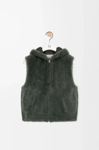 Väst i shearling Khaki Green