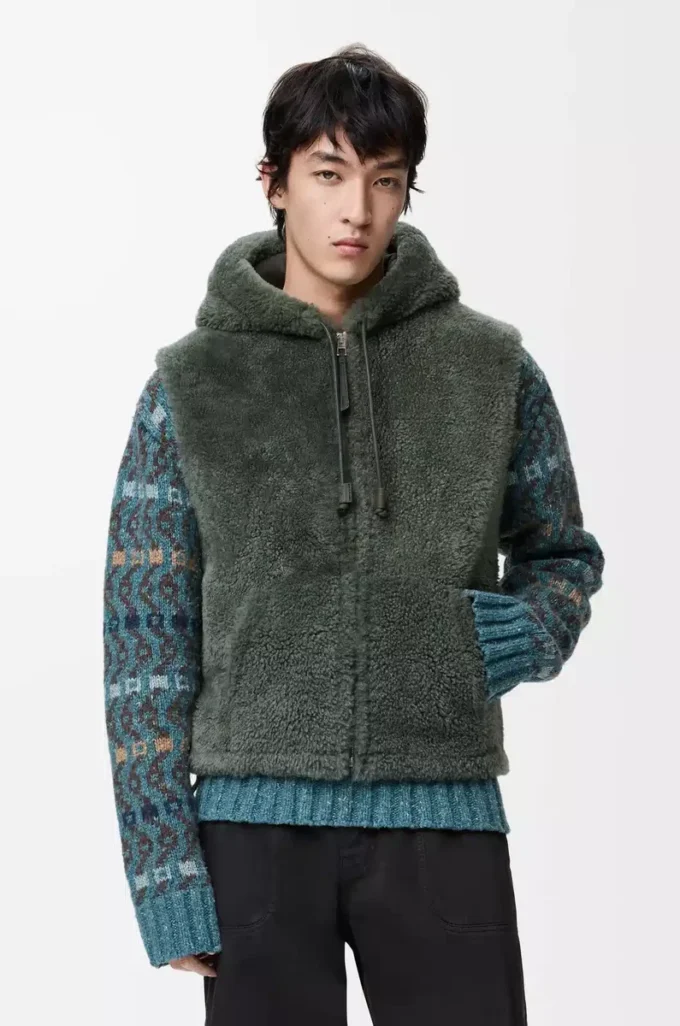 Väst i shearling Khaki Green Väst i shearling Khaki Green