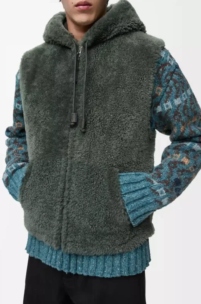Väst i shearling Khaki Green Väst i shearling Khaki Green