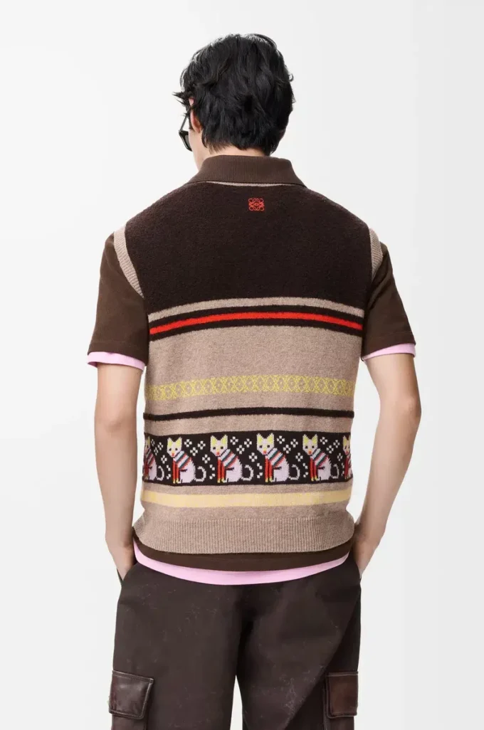 Väst i ull och kashmir Beige/Flerfärgad Väst i ull och kashmir Beige/Flerfärgad