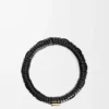Vävd armring i mässing och klassiskt kalvskinn Svart Vävd armring i mässing och klassiskt kalvskinn Svart