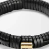 Vävd armring i mässing och klassiskt kalvskinn Svart Vävd armring i mässing och klassiskt kalvskinn Svart