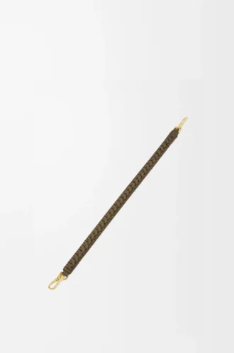 Vävd spiralrem i klassiskt kalvskinn, mörk khaki