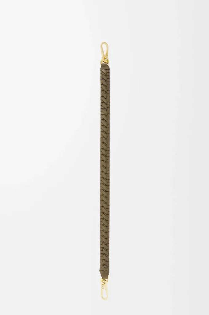 Vävd spiralrem i klassiskt kalvskinn, mörk khaki