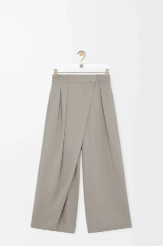 Wrap-byxor i ull Ljusbeige melange