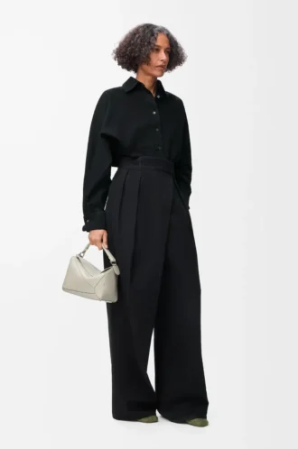 Wrap-skjorta i denim Svart