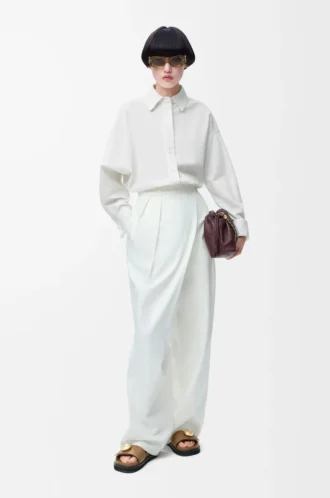 Wrap-skjorta i denim Vit