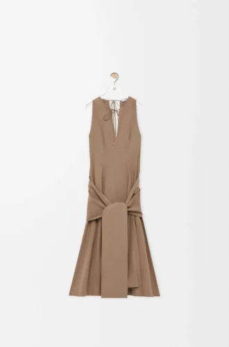 Wrapklänning i bomull Beige
