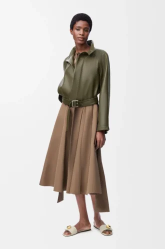 Wrapklänning i bomull Beige