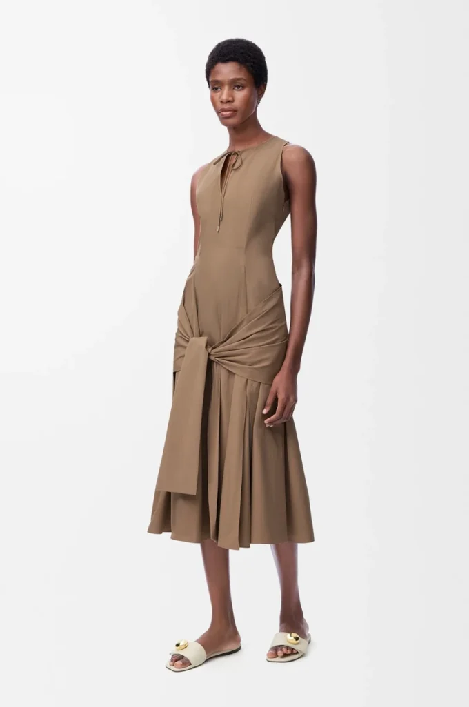 Wrapklänning i bomull Beige Wrapklänning i bomull Beige