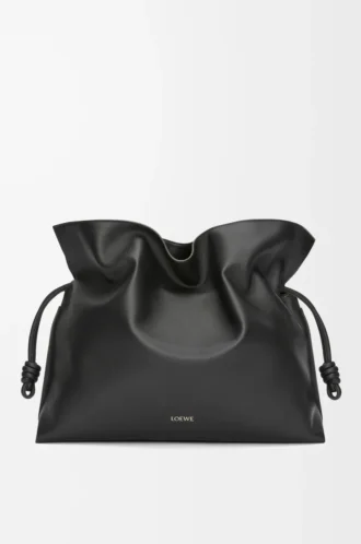 XL Flamenco-clutch i nappa kalvskinn Svart