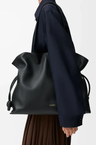 XL Flamenco-clutch i nappa kalvskinn Svart
