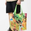 XL Puzzle Fold-väska i klassiskt kalvskinn Vivid Green/Multicolor