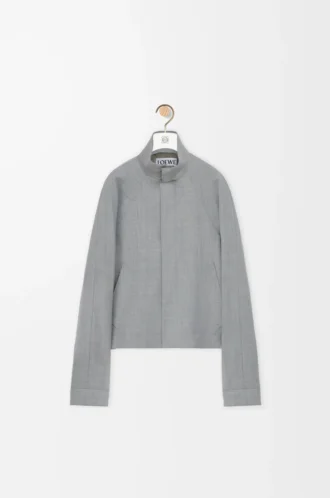Zip-up jacka i ull Ljusgrå