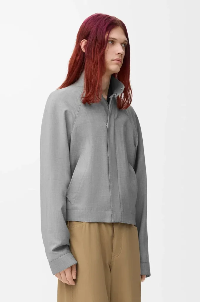 Zip-up jacka i ull Ljusgrå Zip-up jacka i ull Ljusgrå