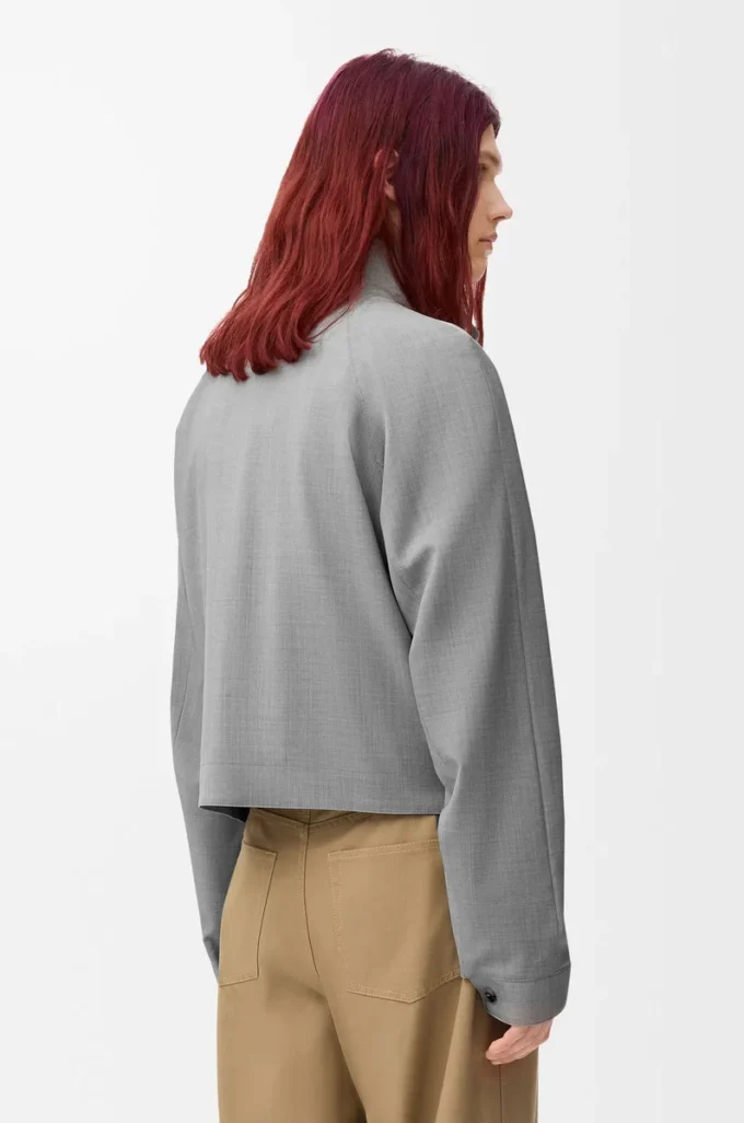 Zip-up jacka i ull Ljusgrå Zip-up jacka i ull Ljusgrå