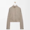 Zip-up jacka i ull och kashmir Beige Melange Zip-up jacka i ull och kashmir Beige Melange