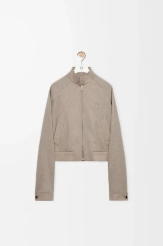 Zip-up jacka i ull och kashmir Beige Melange
